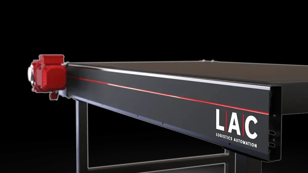 end drive belt conveyor section with drive motor mounted at the end