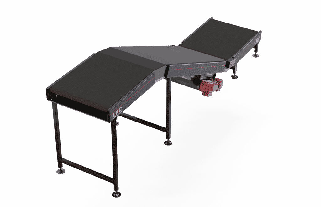 angled view of incline conveyor swan neck section